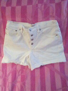 J.CREW DENIM 29"x4" BUTTON FLY 98% COTTON BLEND 5-POCKET SHORTS H6973 FRAYED HEM